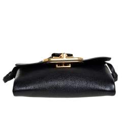 Pre Owned Valentino Black Leather Vring Belt Bag