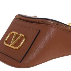 Pre Owned Valentino Tan Leather VLogo Belt Bag