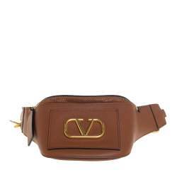 Pre Owned Valentino Tan Leather VLogo Belt Bag