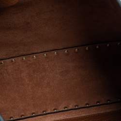 Valentino Brown Pebbled Leather Rockstud Flip Lock Messenger Bag