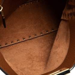 Valentino Brown Pebbled Leather Rockstud Flip Lock Messenger Bag