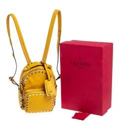 Pre Owned Valentino Mustard Leather Mini Rockstud Backpack