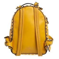 Pre Owned Valentino Mustard Leather Mini Rockstud Backpack