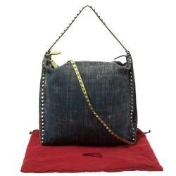 Valentino Blue Denim Rockstud Messenger Bag