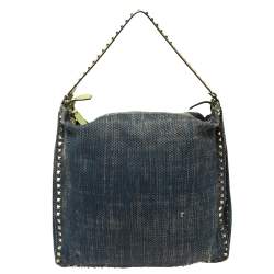 Valentino Blue Denim Rockstud Messenger Bag
