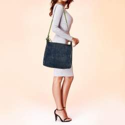 Valentino Blue Denim Rockstud Messenger Bag