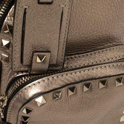 Pre Owned Valentino Metallic Beige Pebbled Leather Mini Rockstud Backpack