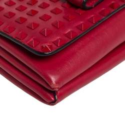 Pre Owned Valentino Rosso Studded Leather Va Va Voom Chain Shoulder Bag