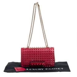 Pre Owned Valentino Rosso Studded Leather Va Va Voom Chain Shoulder Bag