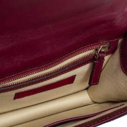 مملوكة مسبقًا Valentino Burgundy Leather Small Rockstud Glam Lock Flap Bag