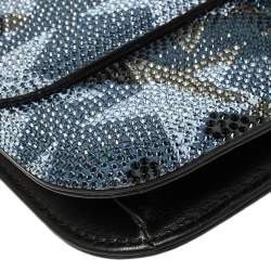Pre Owned Valentino Multicolor Crystal Embellished Leather Medium Camustars Glam Lock Flap Bag