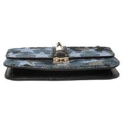 Pre Owned Valentino Multicolor Crystal Embellished Leather Medium Camustars Glam Lock Flap Bag