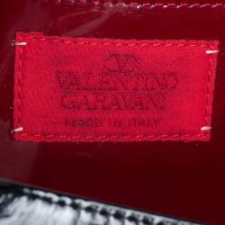 Pre Owned حقيبة هوبو فالنتينو جلد أسود لامع