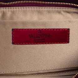 Pre Owned Valentino Maroon Satin Petal Detail Clutch