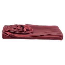 Pre Owned Valentino Maroon Satin Petal Detail Clutch