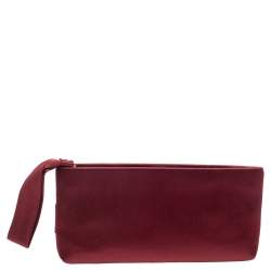 Pre Owned Valentino Maroon Satin Petal Detail Clutch