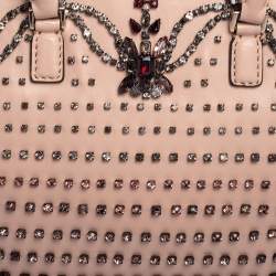 Valentino Light Pink Leather Crystal Embellished Zip Tote