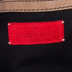 Valentino Beige Leather Ruffle Bowling Bag