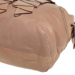 Valentino Beige Leather Ruffle Bowling Bag