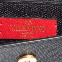 Pre Owned Valentino Black Grainy Leather VLOGO Signature Wallet On Cain