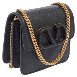 Pre Owned Valentino Black Grainy Leather VLOGO Signature Wallet On Cain