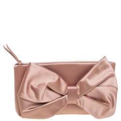 مملوكة مسبقًا حقيبة كلتش فالنتينو ساتان نود وردي بفيونكة 