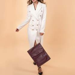 Pre Owned Valentino Burgundy Leather Rockstud Clutch