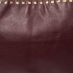 Pre Owned Valentino Burgundy Leather Rockstud Clutch