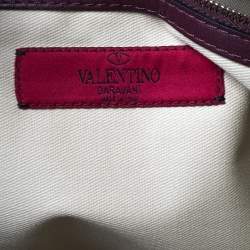 Pre Owned Valentino Burgundy Leather Rockstud Clutch