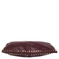Pre Owned Valentino Burgundy Leather Rockstud Clutch