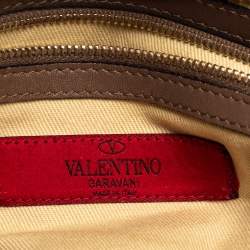 Pre Owned Valentino Beige Lace Print Coated Canvas Satchel Bag