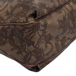 Pre Owned Valentino Beige Lace Print Coated Canvas Satchel Bag