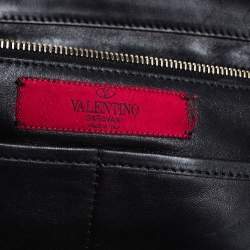 Valentino Black Leather Medium Rockstud Tote