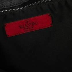 Pre Owned Valentino Black Denim XL Petale Rose Tote