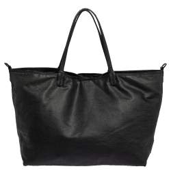 Pre Owned Valentino Black Denim XL Petale Rose Tote