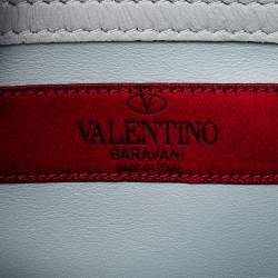 Pre Owned Valentino Grey Leather Embellished Rockstud Glam Lock Chain Shoulder Bag