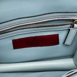 Pre Owned Valentino Grey Leather Embellished Rockstud Glam Lock Chain Shoulder Bag