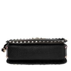 Pre Owned Valentino Black Leather Rockstud Shoulder Bag