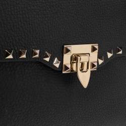 Pre Owned Valentino Black Leather Rockstud Shoulder Bag