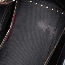 Pre Owned Valentino Black Patent Leather Small Rockstud Trapeze Tote