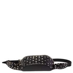 Pre Owned Valentino Black Leather Rockstud Spike Belt Bag
