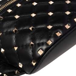 Pre Owned Valentino Black Leather Rockstud Spike Belt Bag