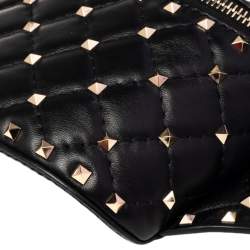Pre Owned Valentino Black Leather Rockstud Spike Belt Bag