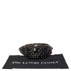 Pre Owned Valentino Black Leather Rockstud Spike Belt Bag