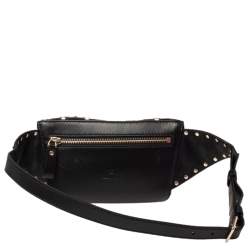 Pre Owned Valentino Black Leather Rockstud Spike Belt Bag