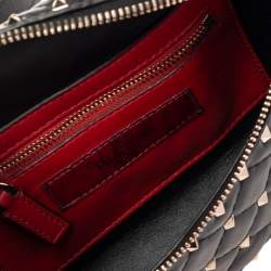Pre Owned Valentino Black Leather Rockstud Spike Belt Bag