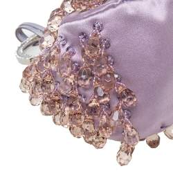 Pre Owned Valentino Purple Satin Embellished Clutch