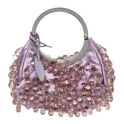 Pre Owned Valentino Purple Satin Embellished Clutch