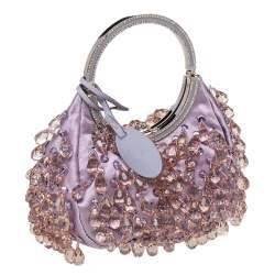Pre Owned Valentino Purple Satin Embellished Clutch