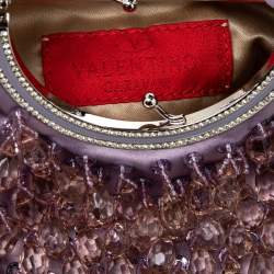 Pre Owned Valentino Purple Satin Embellished Clutch